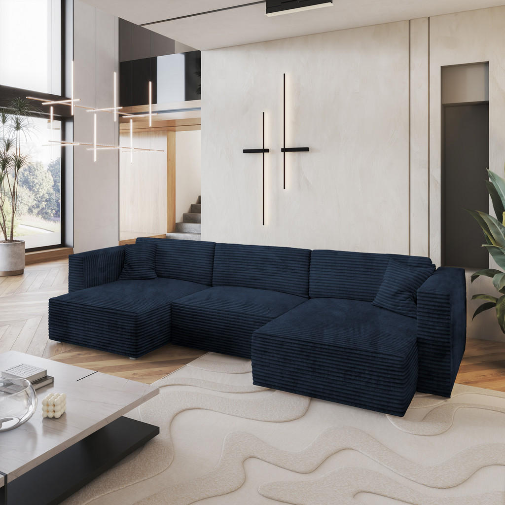 Thumbnail - Masseno Wohnlandschaft, Blau, Textil, 5-Sitzer, U-Form, 347x90x148 cm, Wohnzimmer, Sofas & Couches, Wohnlandschaften, Wo...