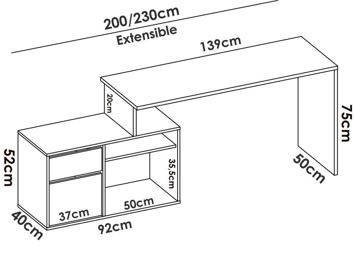 ECKSCHREIBTISCH Eiche, Anthrazit 92/139/75 cm - Braun, Holzwerkstoff (92/139/75cm) - DMORA