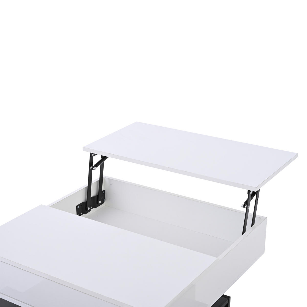 COUCHTISCH 70/70cm mit drehbarer Tischplatte 3 Schubladen in Hochglanz Schwarz-Weiß - Weiß, Holzwerkstoff (70/70/40cm) - OKWISH