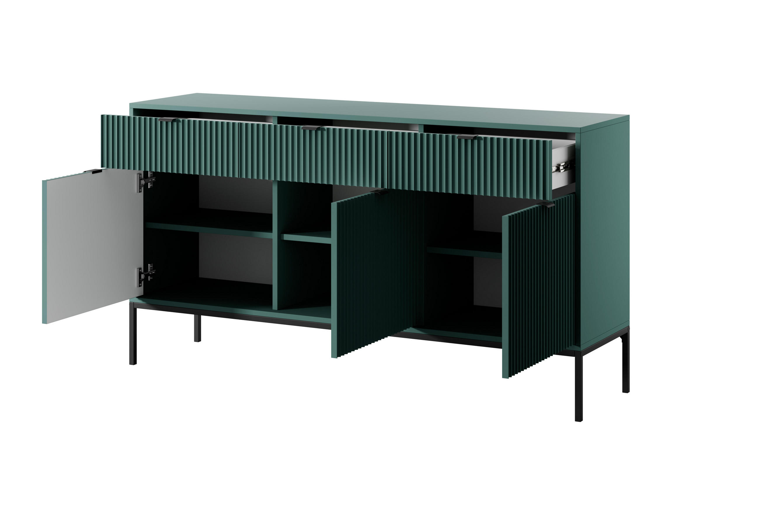 SIDEBOARD GRÜN - Grün, Holzwerkstoff (154/83/39cm) - FURNLUX