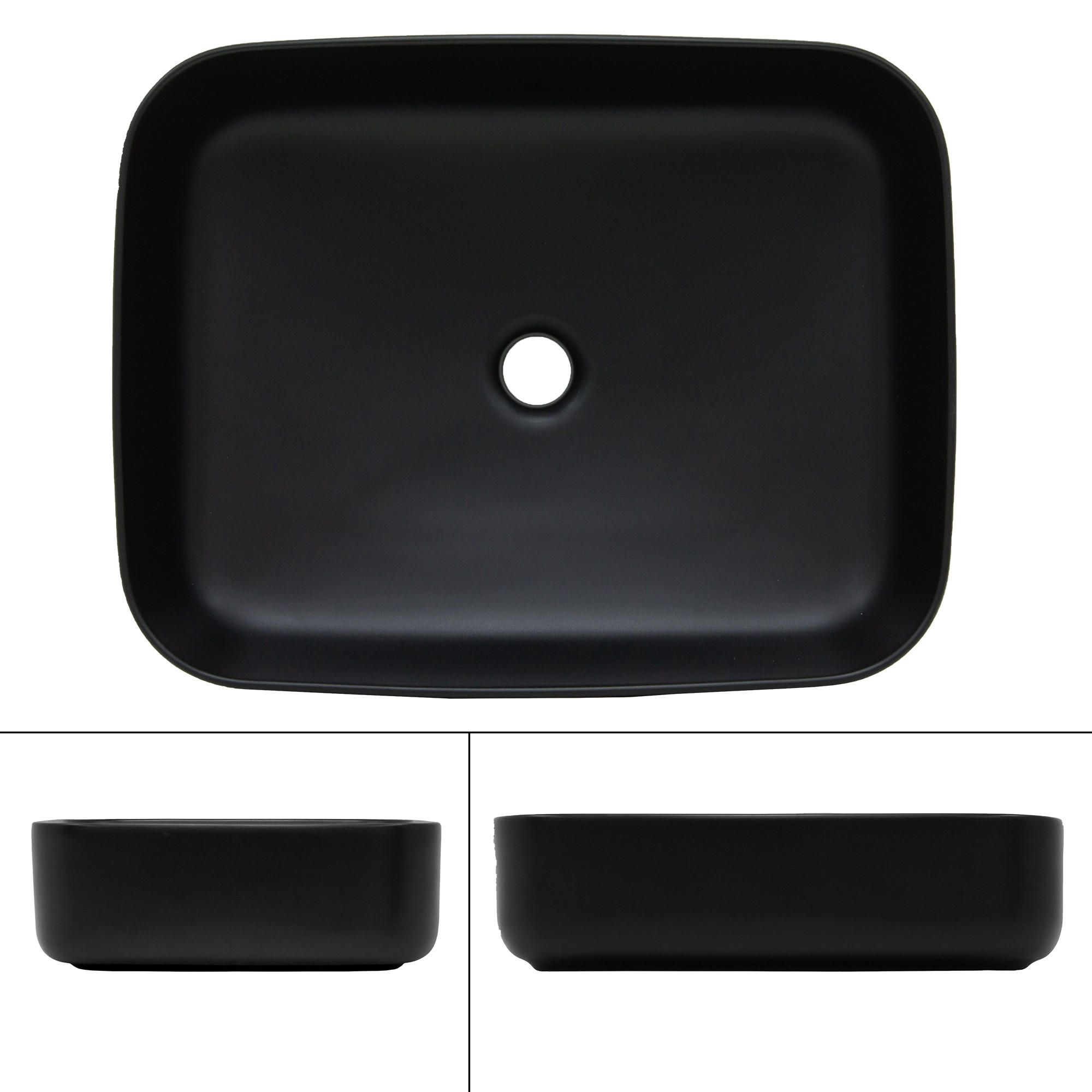 WASCHBECKEN - Schwarz, Keramik (51/13.5/40.5cm) - ML-DESIGN