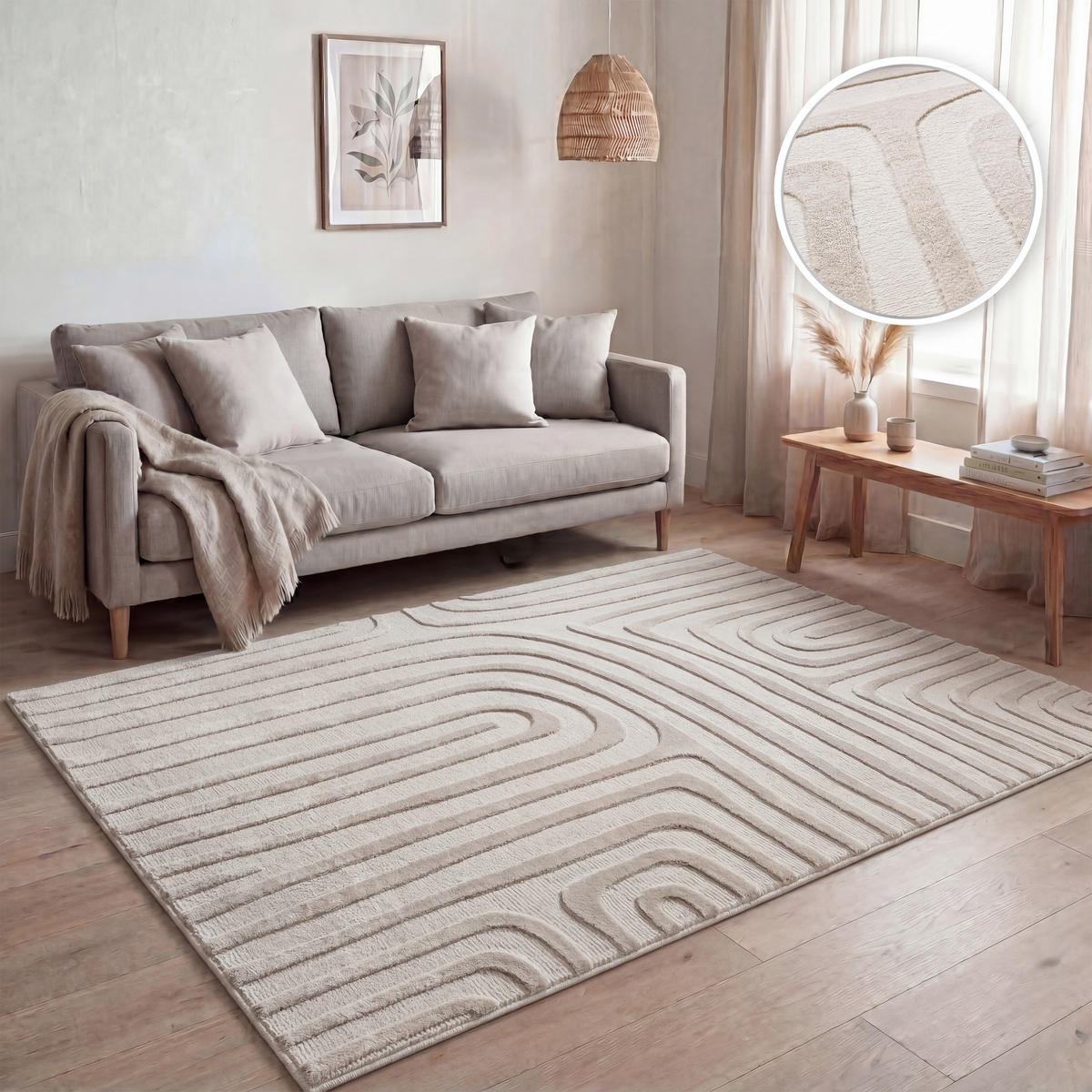 KURZFLORTEPPICH 80/150 cm Tinos 575 - Creme, Textil (80/150cm) - Paco Home