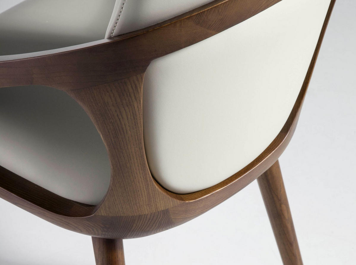 STUHL Cremefarben 52/62/100 cm - Walnussfarben/Creme, Leder/Holz (52/100/62cm) - ANGEL CERDA