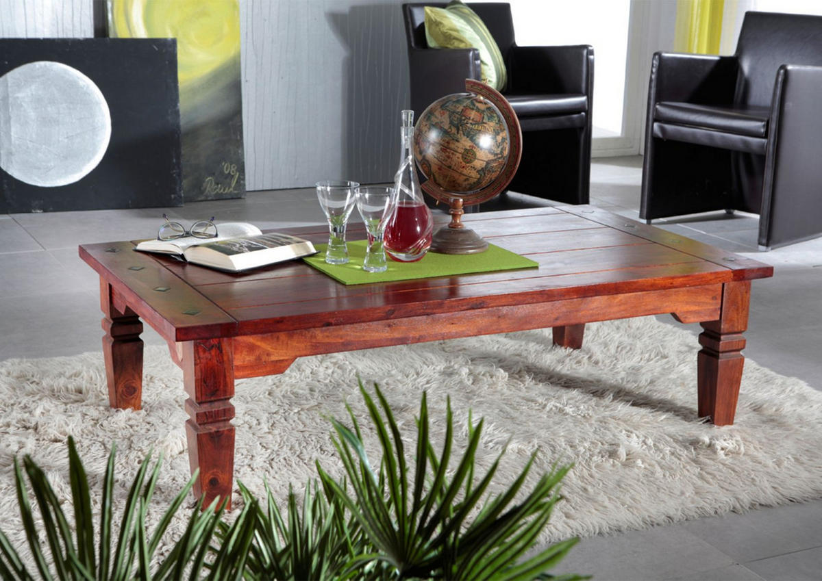 COUCHTISCH Akazie 110x60x40 nougat lackiert OXFORD #428 - Dunkelbraun, Holz (110/60/40cm) - Massivmoebel24
