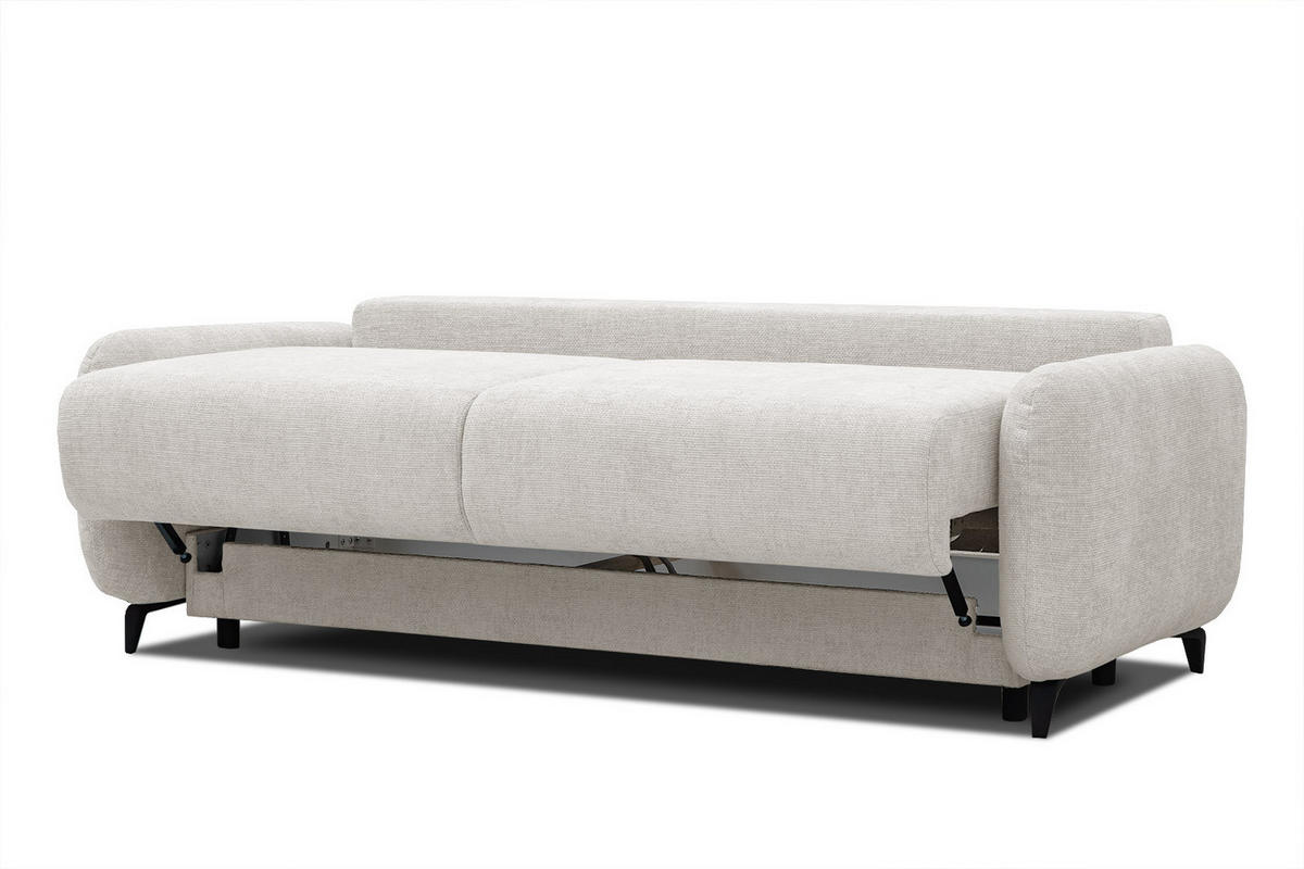 SOFA DRAKE 3-Sitzer mit Schlaffunktion, ecru - Ecru/Braun, Holz/Textil (232/90/107cm) - Courtois Laville