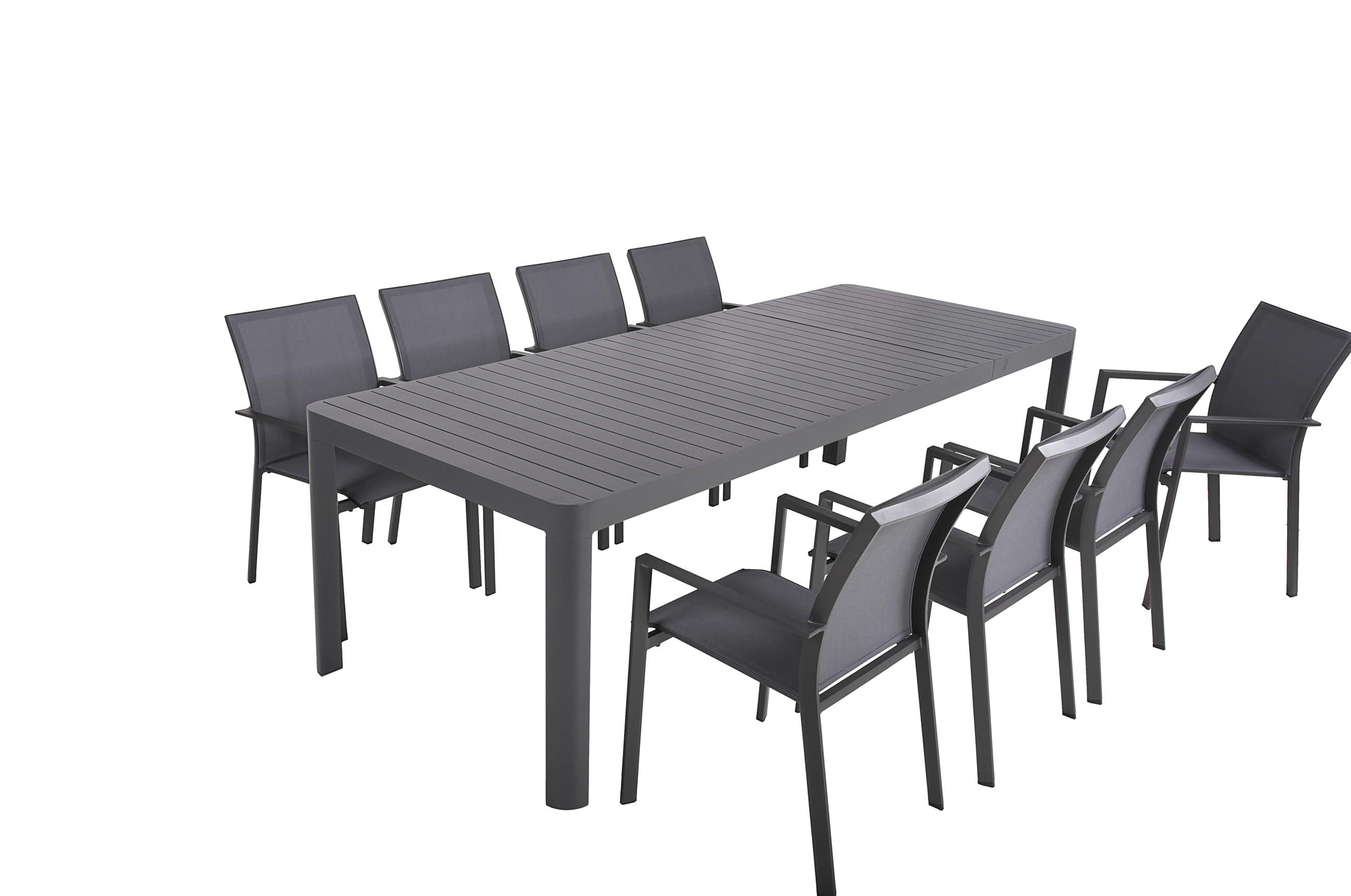 GARTEN-SITZGRUPPE Elisa 9-teilig Gartenmöbel-Set - Dunkelgrau, Kunststoff - DELUKE