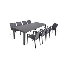 GARTEN-SITZGRUPPE Elisa 9-teilig Gartenmöbel-Set - Dunkelgrau, Kunststoff - DELUKE