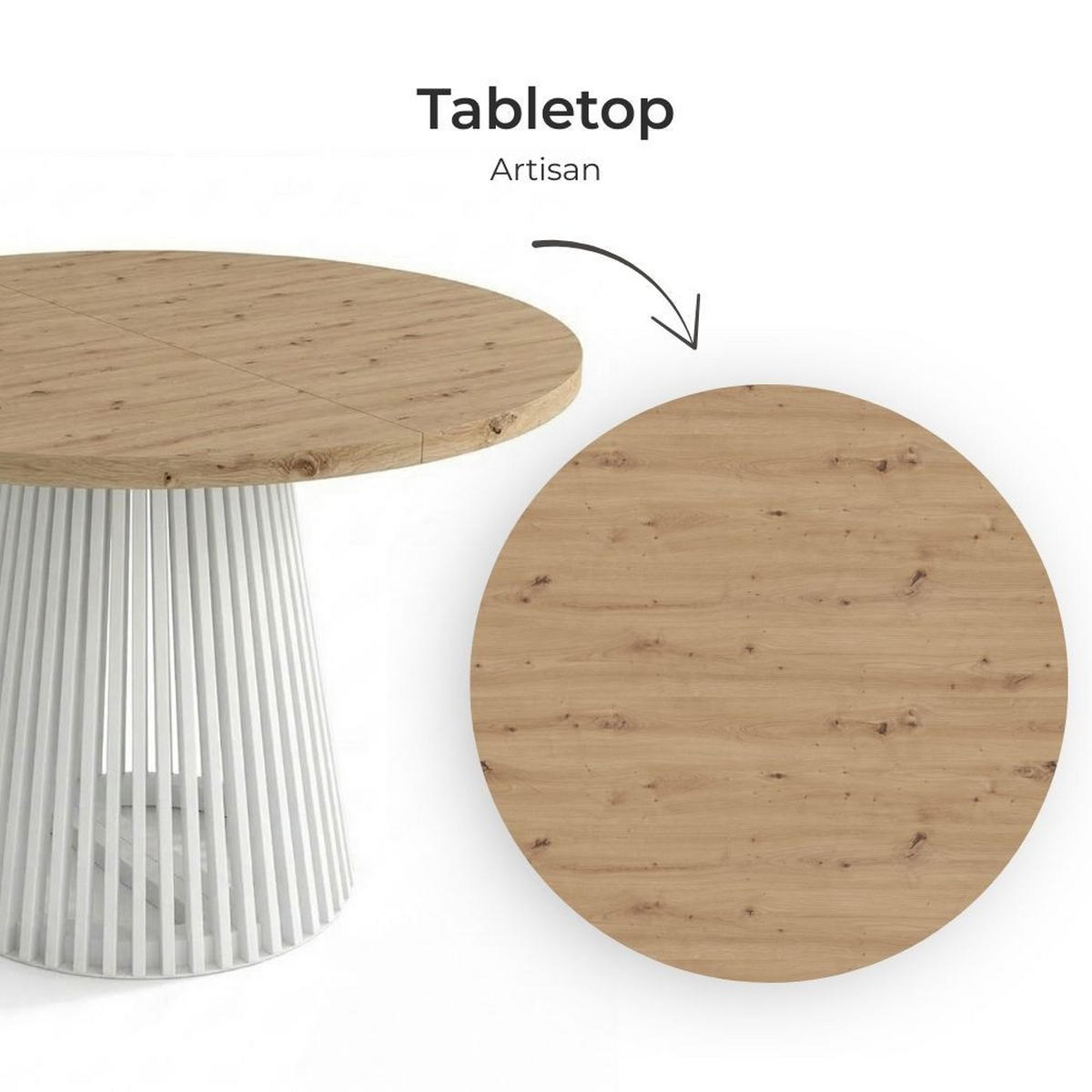 ESSTISCH runder ausziehbarer Tisch für Esszimmer DOVER 110 / 210 cm, Farbe: Eiche Artisan / Weiß - Eiche Artisan/Weiß, Holz (210/110/77cm) - Dekori_Interiors