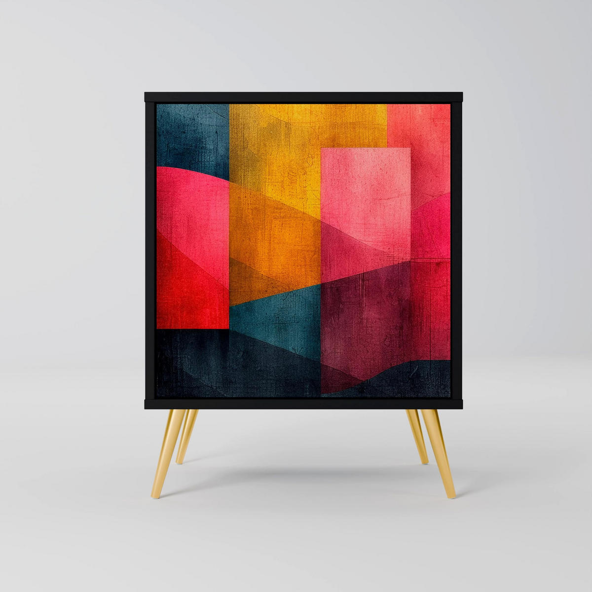 SIDEBOARD COLORFUL SOUNDS, Schwarz, 57,5x42x57,5 cm, Ohne Füße - Multicolor/Schwarz, Holzwerkstoff (57.5/57.5/42cm) - SpaceRebels
