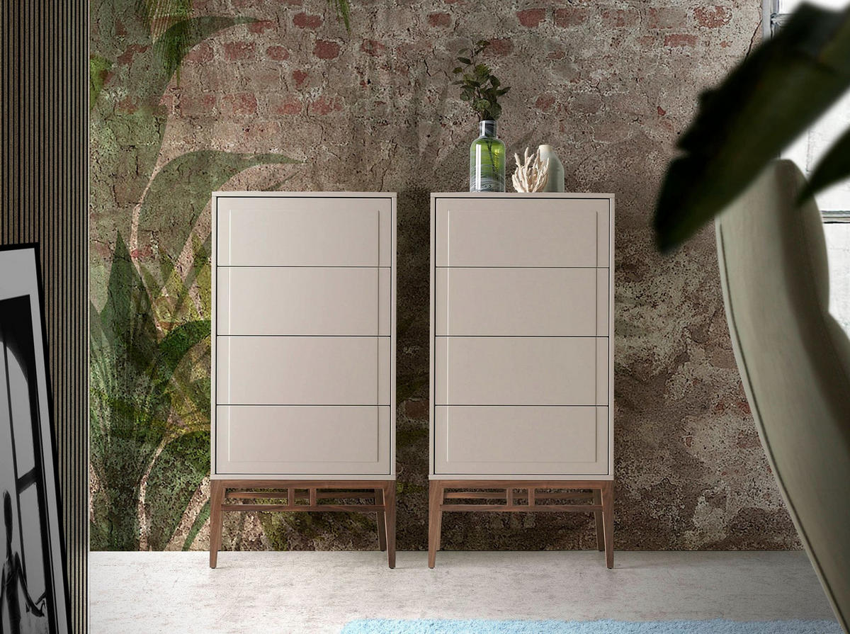 KOMMODE Chiffonier in Beige und Walnussholz 60/45/120 cm - Walnussfarben/Grau, Holz (60/120/45cm) - ANGEL CERDA