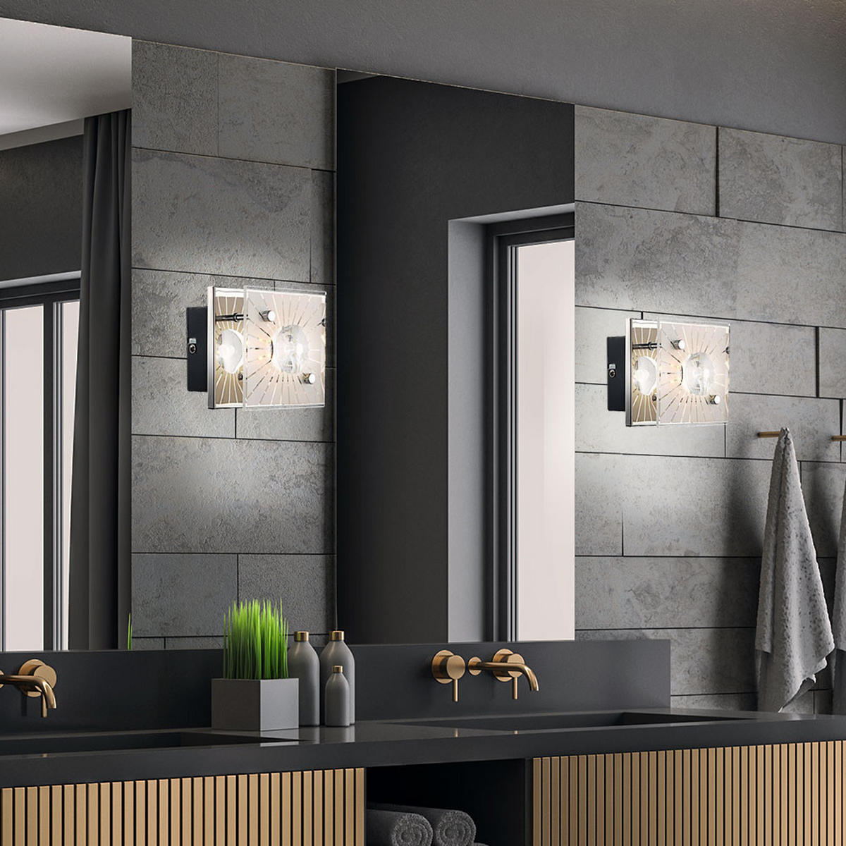 LED WANDLEUCHTE SANTI Kristalloptik Silber - Silberfarben, Glas (11/10/11cm) - Globo Lighting