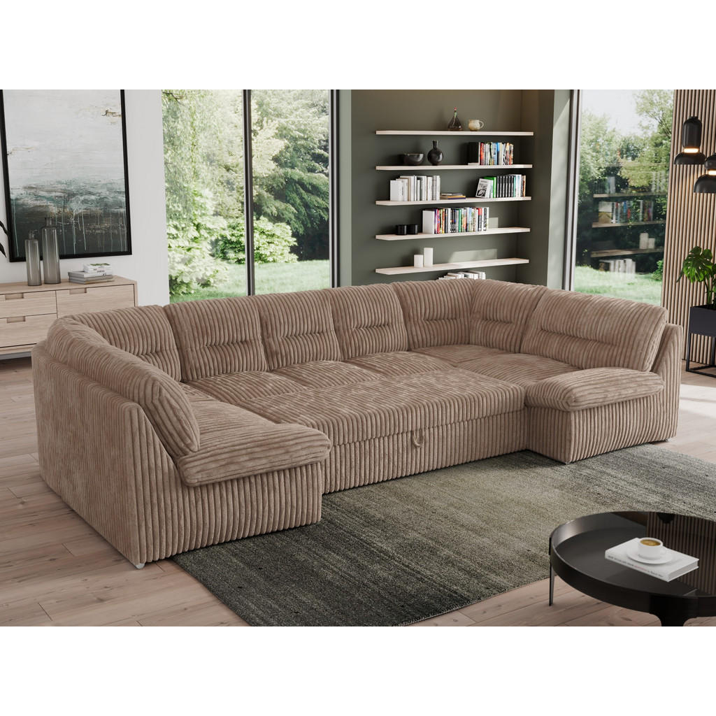 Thumbnail - MKS Wohnlandschaft, Braun, Textil, 6-Sitzer, U-Form, 340x93x206 cm, Wohnzimmer, Sofas & Couches, Wohnlandschaften, Wohnl...
