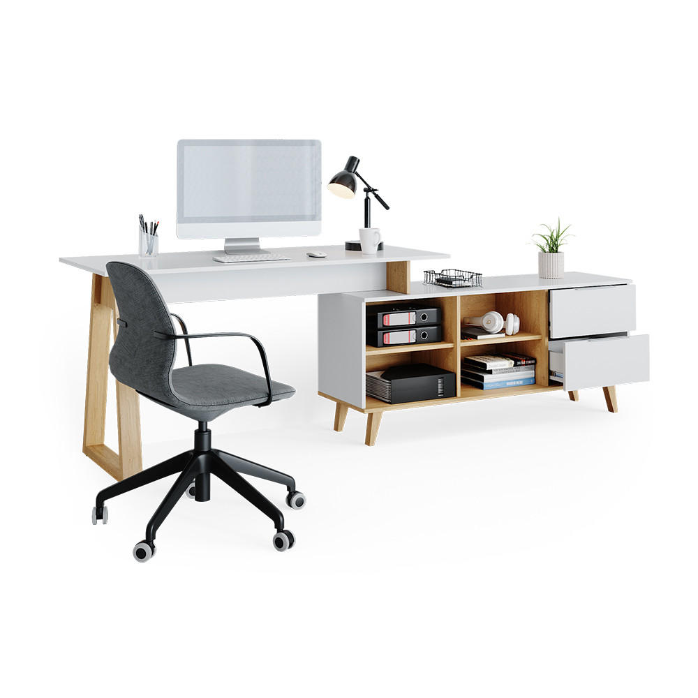 SCHREIBTISCH Nautica Weiß 138 x 60 cm mit Schubladen XXL - Eichefarben/Weiß, Holzwerkstoff (60/138/77cm) - Vicco