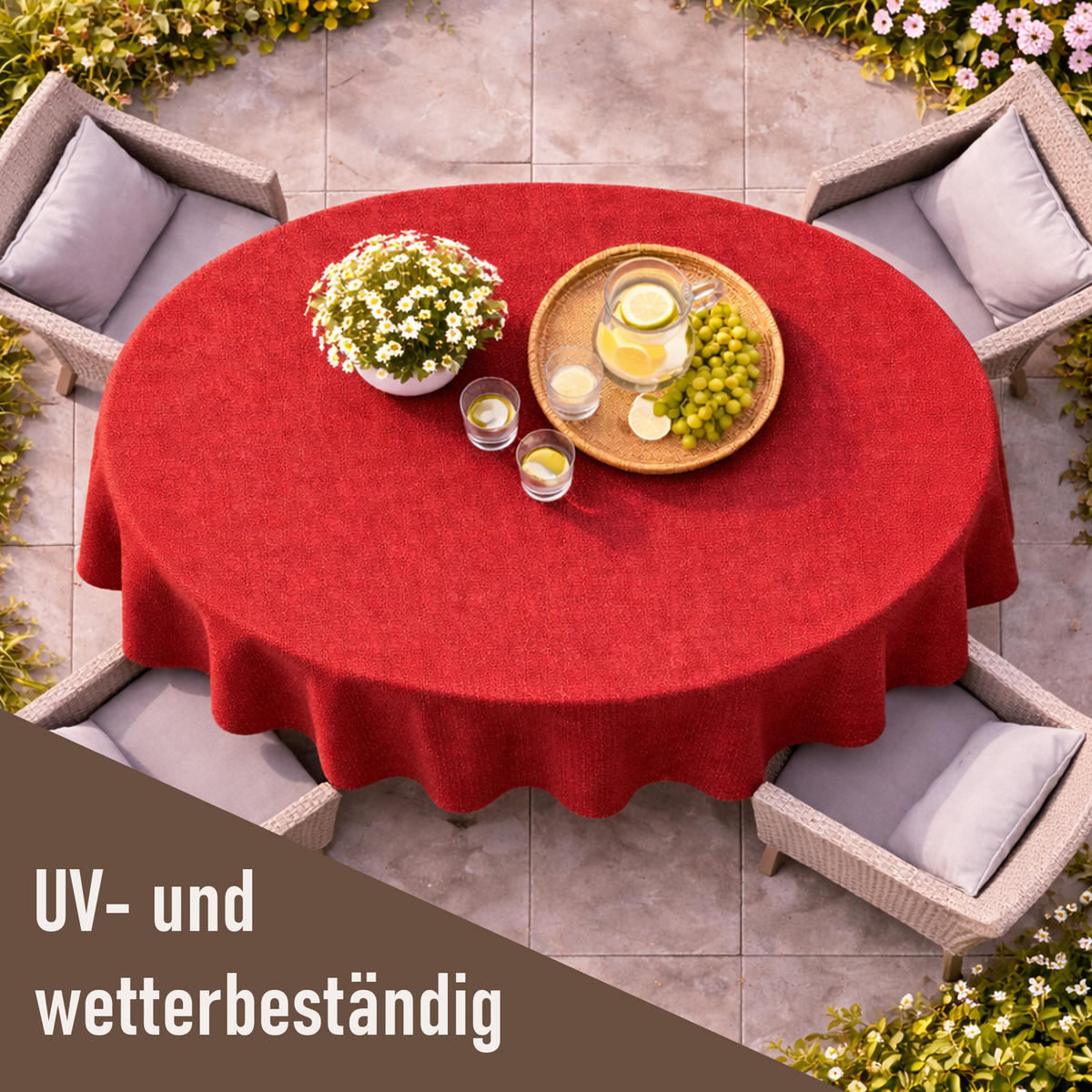TISCHDECKE Garten Weichschaum 140x180cm - Rot - Rot, Kunststoff (180/140cm) - Bestlivings