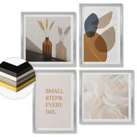 WANDBILDER 4er Set - 50x50 cm & 40x60 cm Silberner Rahmen - Abstrakte Formen Akzente - Silberfarben, Kunststoff (50/50cm) - ArtPrintCave