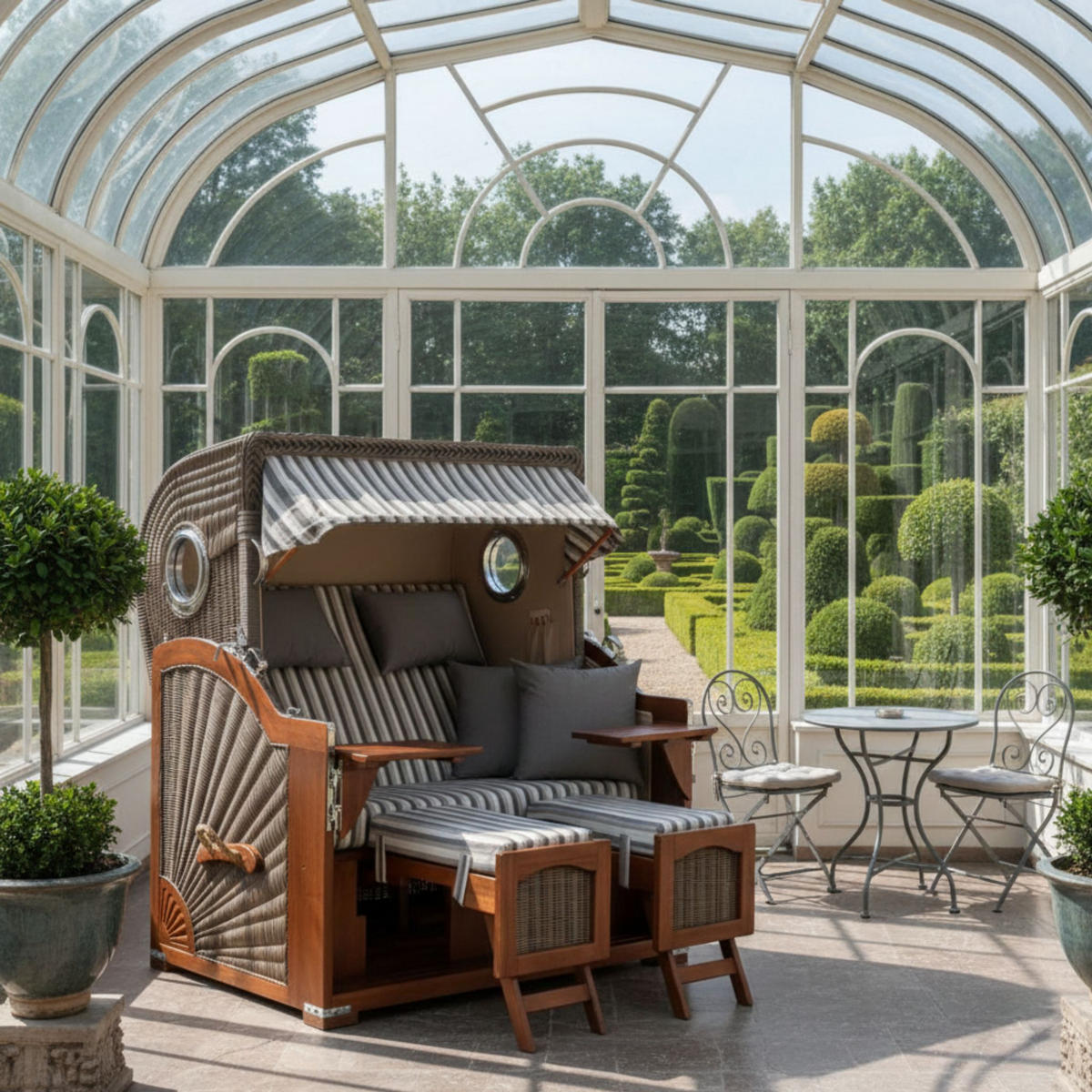 STRANDKORB XXL Düne Grande 2,5 Sitzer - Braun/Grau, Metall (142/170/95cm) - Mr. Deko