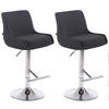 BARHOCKER Cludo, 2er Set, Gestell Metall in Chromoptik, Stoff Schwarz - Chromfarben/Schwarz, Textil/Metall (43/100/50cm) - TPFLiving