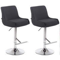 BARHOCKER Cludo, 2er Set, Gestell Metall in Chromoptik, Stoff Schwarz - Chromfarben/Schwarz, Textil/Metall (43/100/50cm) - TPFLiving