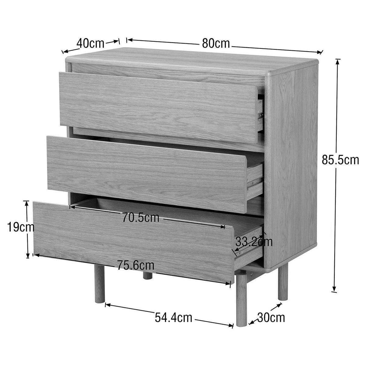 KOMMODE - Echtholzfurnier - Eiche - Braun, Holz/Holzwerkstoff (80/86/40cm) - home24