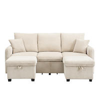 WOHNLANDSCHAFT 188/186/86 cm Dunkelgrau mit 2 Fußhocker und 2 Schubladen - Beige, Textil (188/86/186cm) - Oxeza