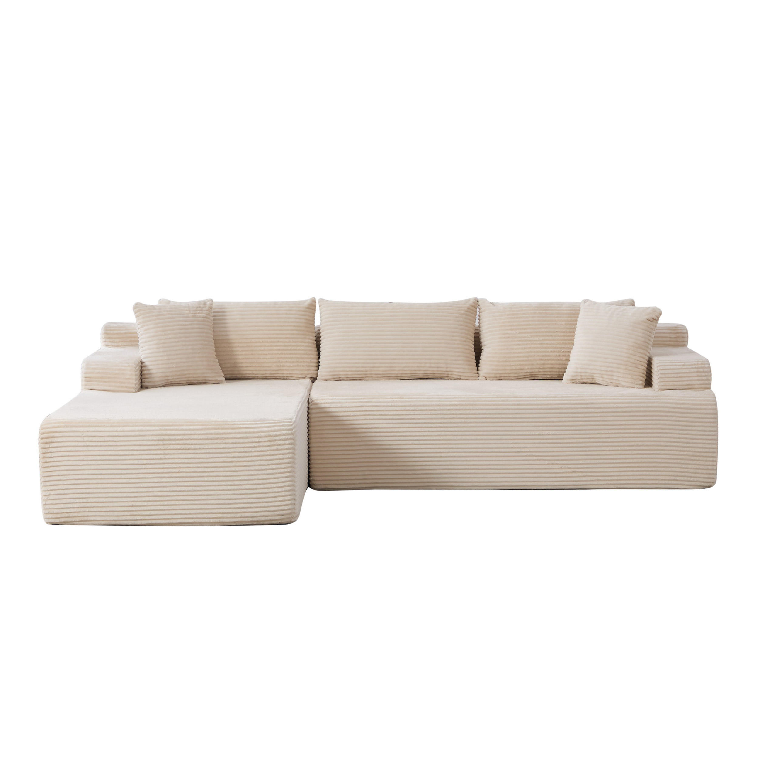 ECKSOFA 272/174/74.5 cm Beige mit 30D hochelastischem Schaumstoff und rutschfestem Boden - Beige, Textil (174/74.5/272cm) - Oxeza