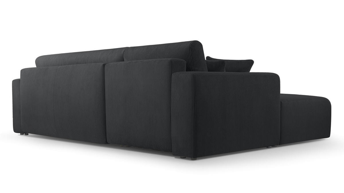 ECKSOFA L Form Catea Dunkelgrau 279/145/84 cm Links mit Schlaffunktion - Dunkelgrau/Schwarz, Kunststoff/Textil (145/279cm) - AX Living