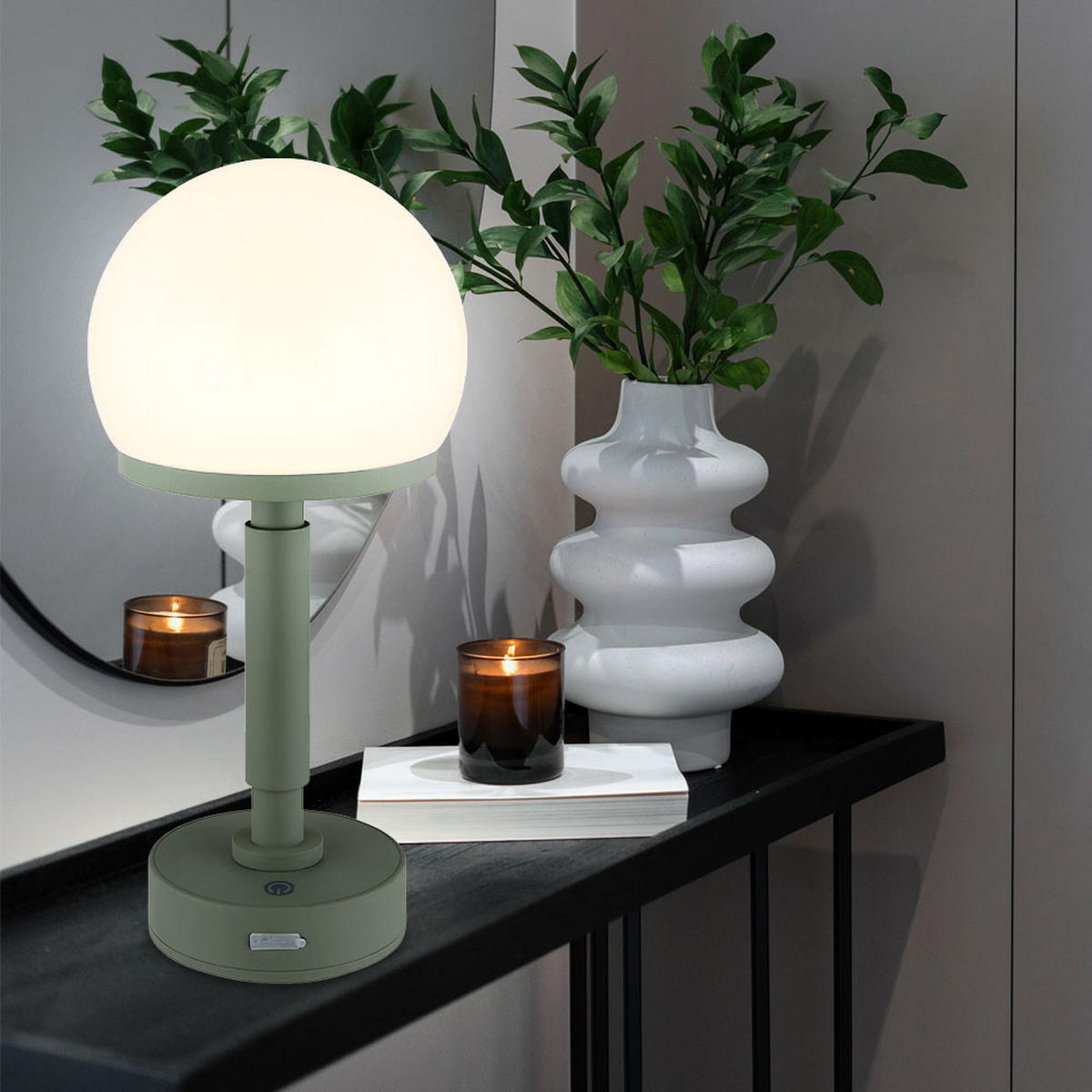 LED TISCHLEUCHTE Haku Grün - Grün, Kunststoff (14/14/29.5cm) - Globo Lighting