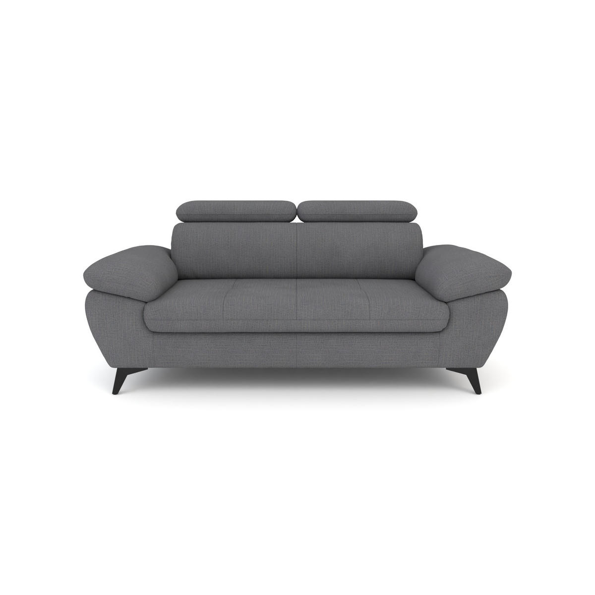 2,5-SITZER Karlstad Chenille Grau verstell. Kopfstützen B 194 cm - Grau, Kunststoff/Textil (194/84/100cm) - foamnova