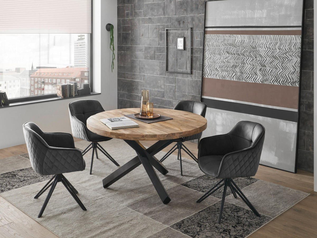 TISCHGRUPPE Set, Esstisch mit 4 Stühlen grau - Grau, Holz (130/77/130cm) - moebel dich auf