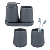 BAD-ACCESSOIRES-SET TESERO 5tlg., Soft-Touch, grau - Grau, Kunststoff (8.5/12/9cm) - eluno
