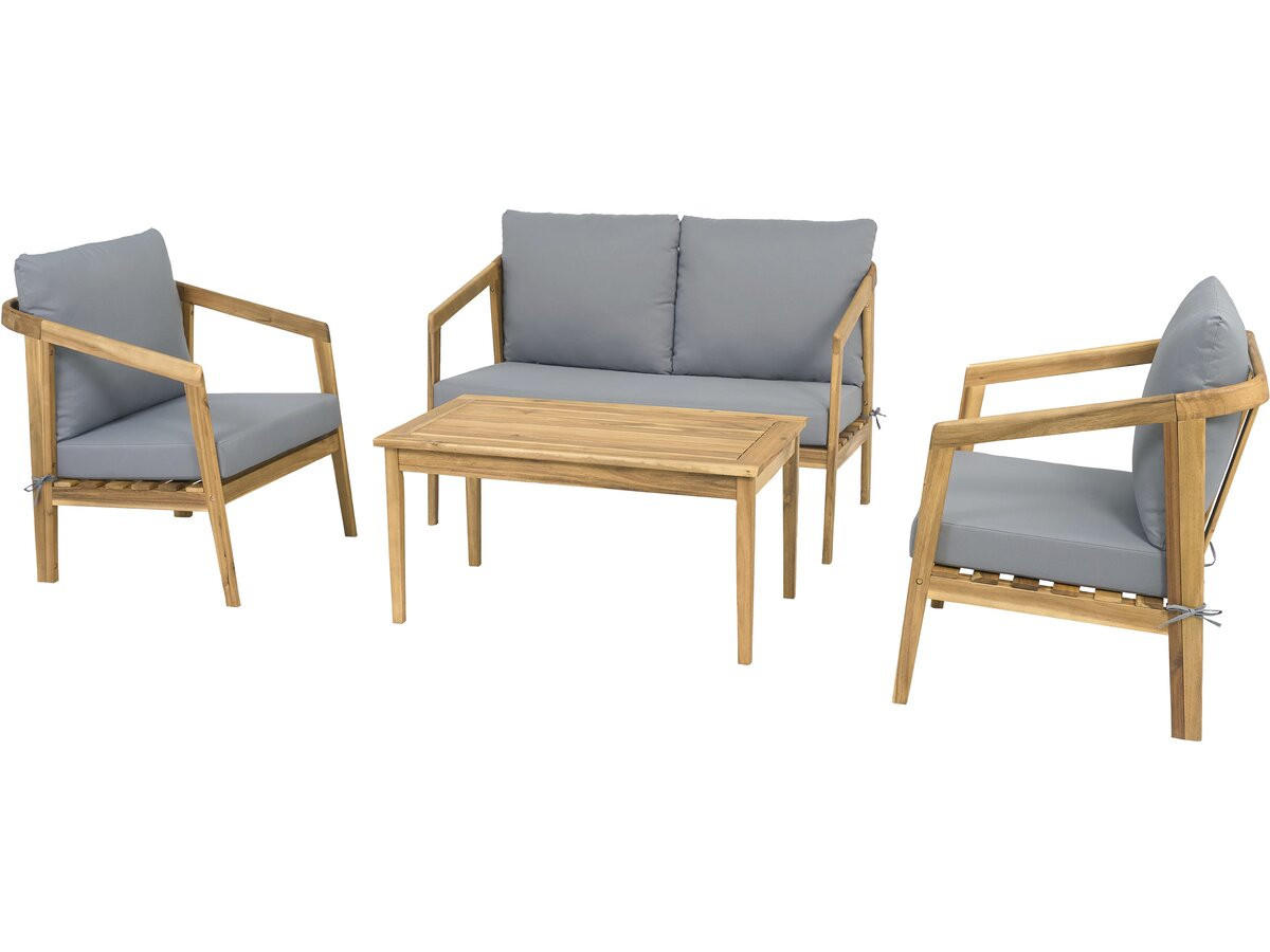 LOUNGEGARNITUR Presley 4-Sitzer Beige - Beige, Holz - Habitat Garten