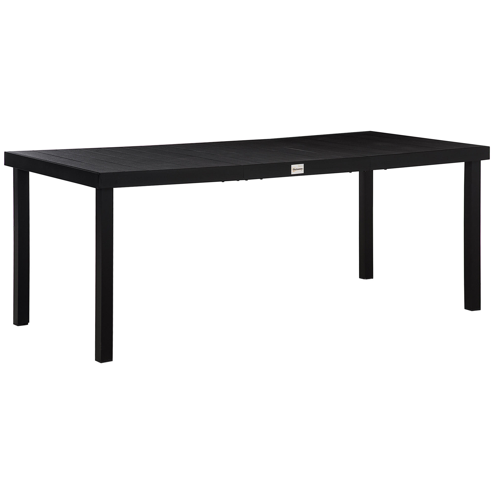 GARTENTISCH, Esstisch, für 8 Personen, pflegeleicht, Alu, Kunststoff, Schwarz - Schwarz, Kunststoff/Metall (190/90/74cm) - Outsunny