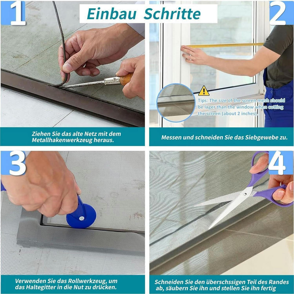 FLIEGENGITTER Fenster 120 x 1500 cm Edelstahl feinmaschig - Schwarz, Metall (100/200/6cm)