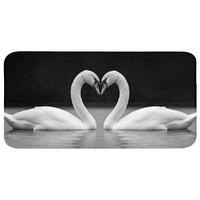 WC PŘEDLOŽKA Labutě - srdce - černá - bílá 120x60 cm - černá, textil/plast (120/1cm) - OnlyWow