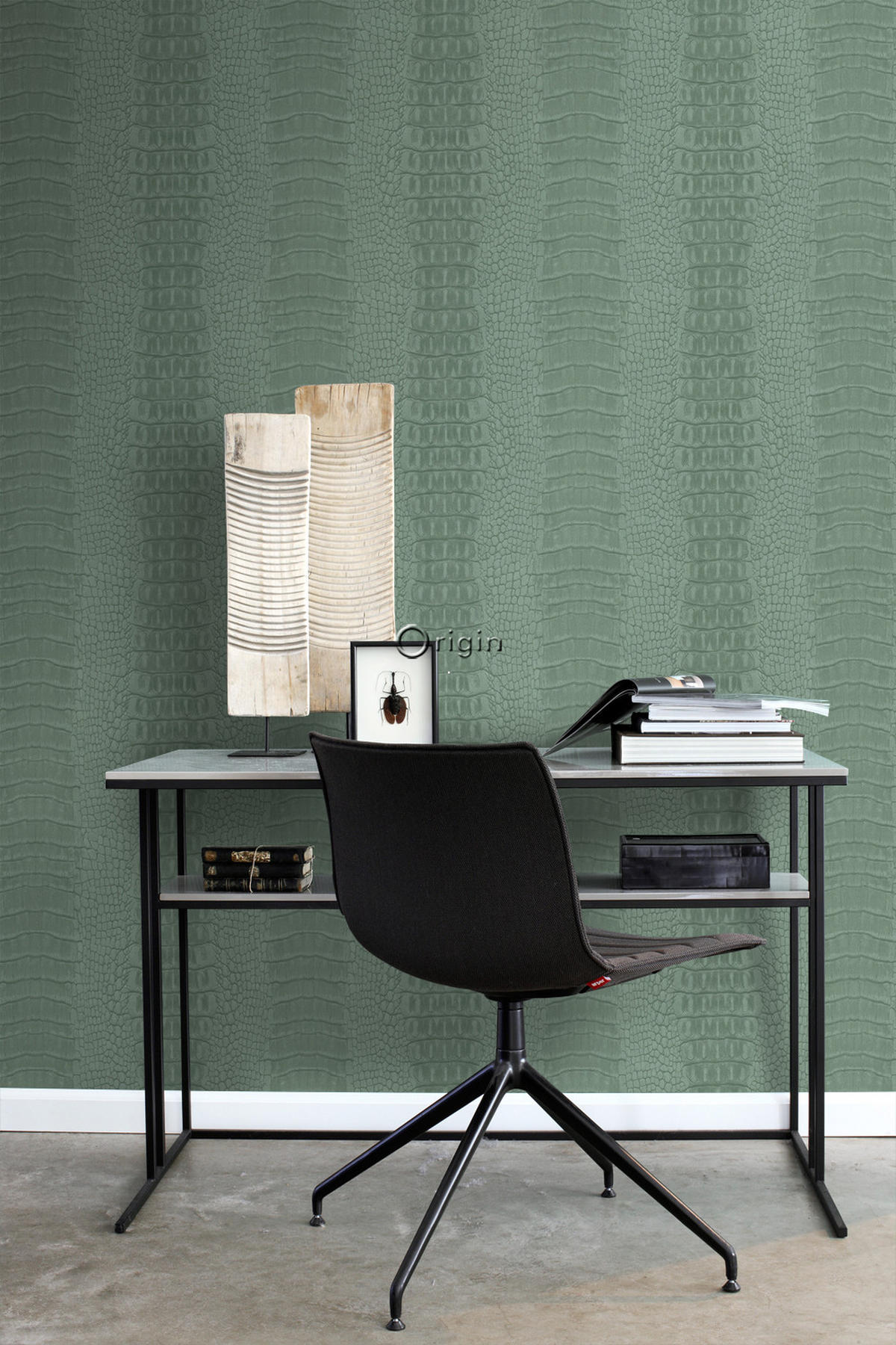 TAPETE Krokodil-Optik 53 cm x 10.05 m - Grün, Papier (53/1000cm) - Origin Wallcoverings