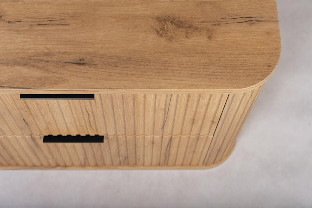 BADEZIMMERSCHRANK, Gold Craft Eiche, Schwarze Griffe, 41,5 x 120 x 51,7 cm - Eichefarben/Schwarz, Holzwerkstoff/Kunststoff (120/51.7/41.5cm) - 3XE LIVING