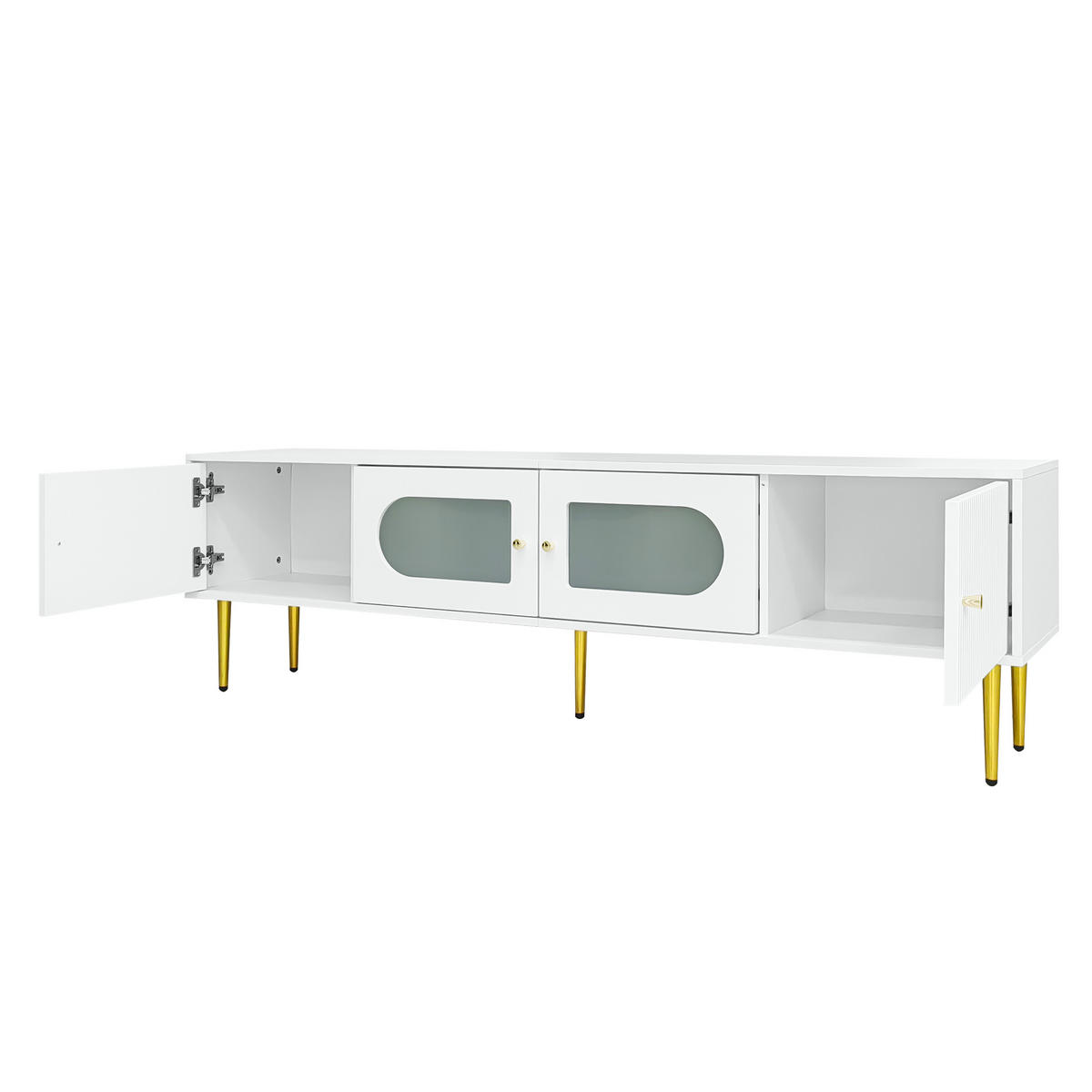 TV-SCHRANK 140/38/38 cm weiß Hochglanz mit 16 Farb-LED-Beleuchtung für 60 Zoll Fernseher - Weiß, Holzwerkstoff (140/38/38cm) - OKWISH