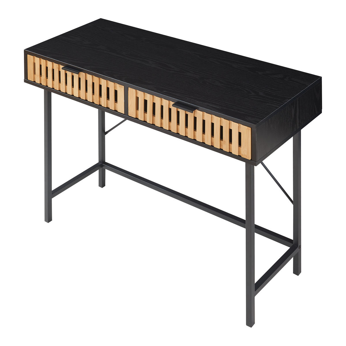 KONSOLOVÝ STOLEK Luniehti - přírodní/černá, kov/kompozitní dřevo (40/100/75cm) - [en.casa]