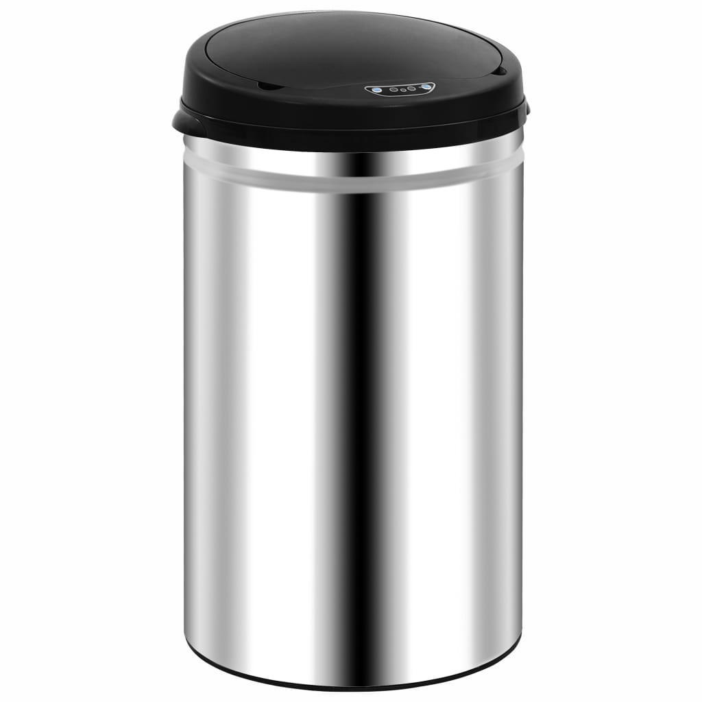 MÜLLEIMER mit Sensor 40L Edelstahl Abfalleimer Automatik - Silberfarben, Metall (30.5/67.5/30.5cm) - DELUKE