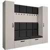 GARDEROBE Margaret XL 242/203/43 mit gepolsterten Paneelen und Schuhschrank - Kaschmir/Schwarz, Holzwerkstoff/Kunststoff (242/203/43cm) - Beautysofa