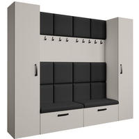 GARDEROBE Margaret XL 242/203/43 mit gepolsterten Paneelen und Schuhschrank - Kaschmir/Schwarz, Holzwerkstoff/Kunststoff (242/203/43cm) - Beautysofa
