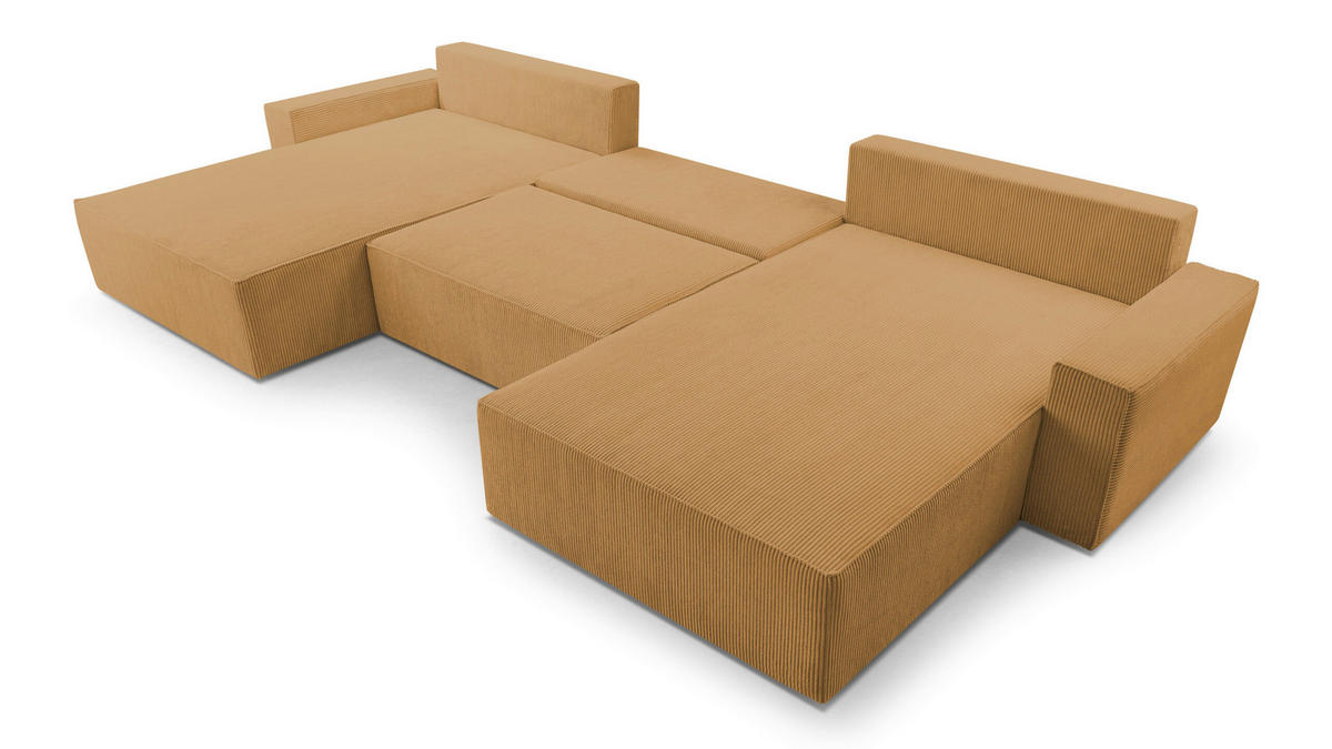 WOHNLANDSCHAFT - Denver U - Dunkelgelb - Dunkelgelb, Holz (410/85/200cm) - Möblo