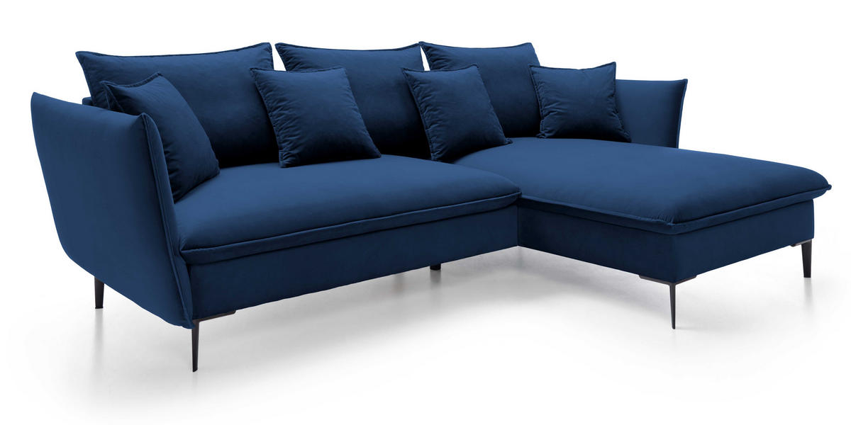 ECKSOFA Flavio mit Schlaffunktion, Bettkasten 260 cm, Rechts, Dunkelblau - Dunkelblau, Holz (167/258cm) - Emporius