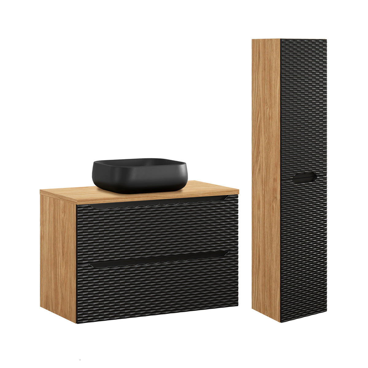Petits-meubles KOUPELNOVÝ NÁBYTEK 90cm Elora 2er-Set Černá a dřevěná