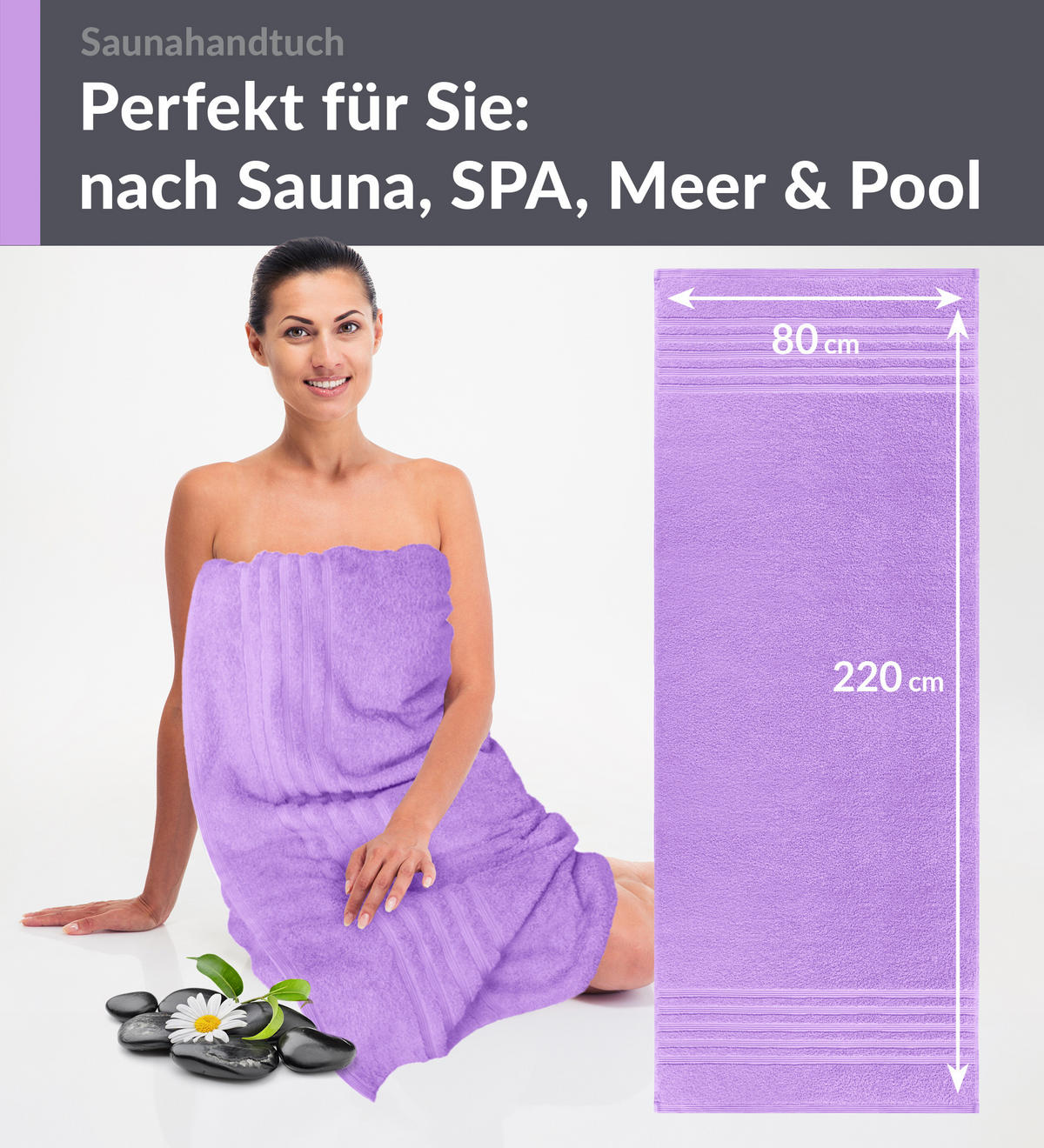 SAUNATUCH London Flieder Lila 80x220 cm - Flieder, Textil (80/220cm) - Lashuma