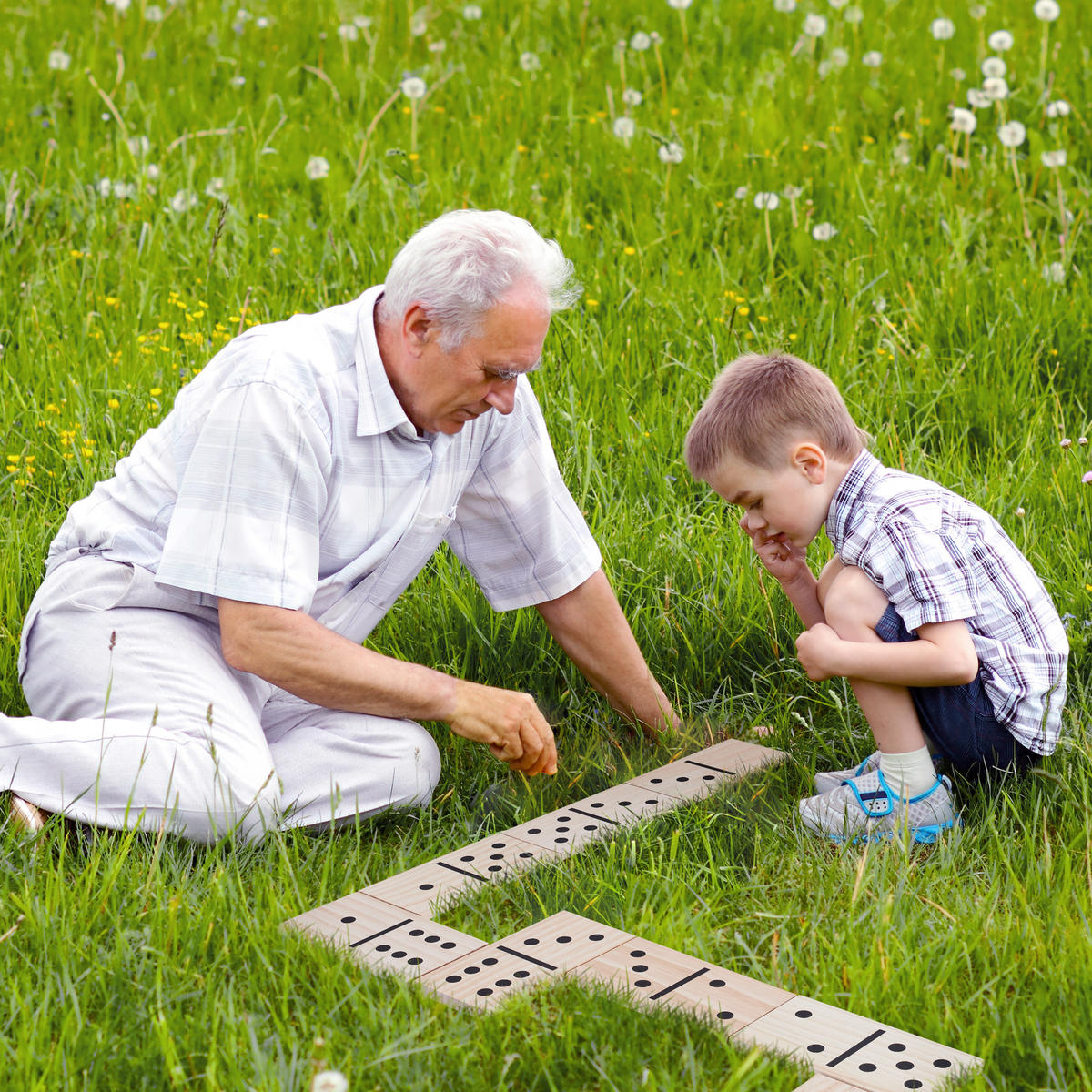 XXL-DOMINO - Hellbraun, Holz/Textil (7.5/1cm) - Relaxdays