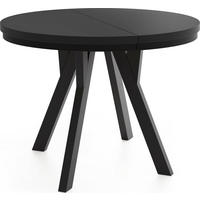 ESSTISCH Strato Black runder ausziehbarer, Schwarz 90-190/90/77 cm - Schwarz, Holz/Holzwerkstoff (90/90/77cm) - WFL GROUP
