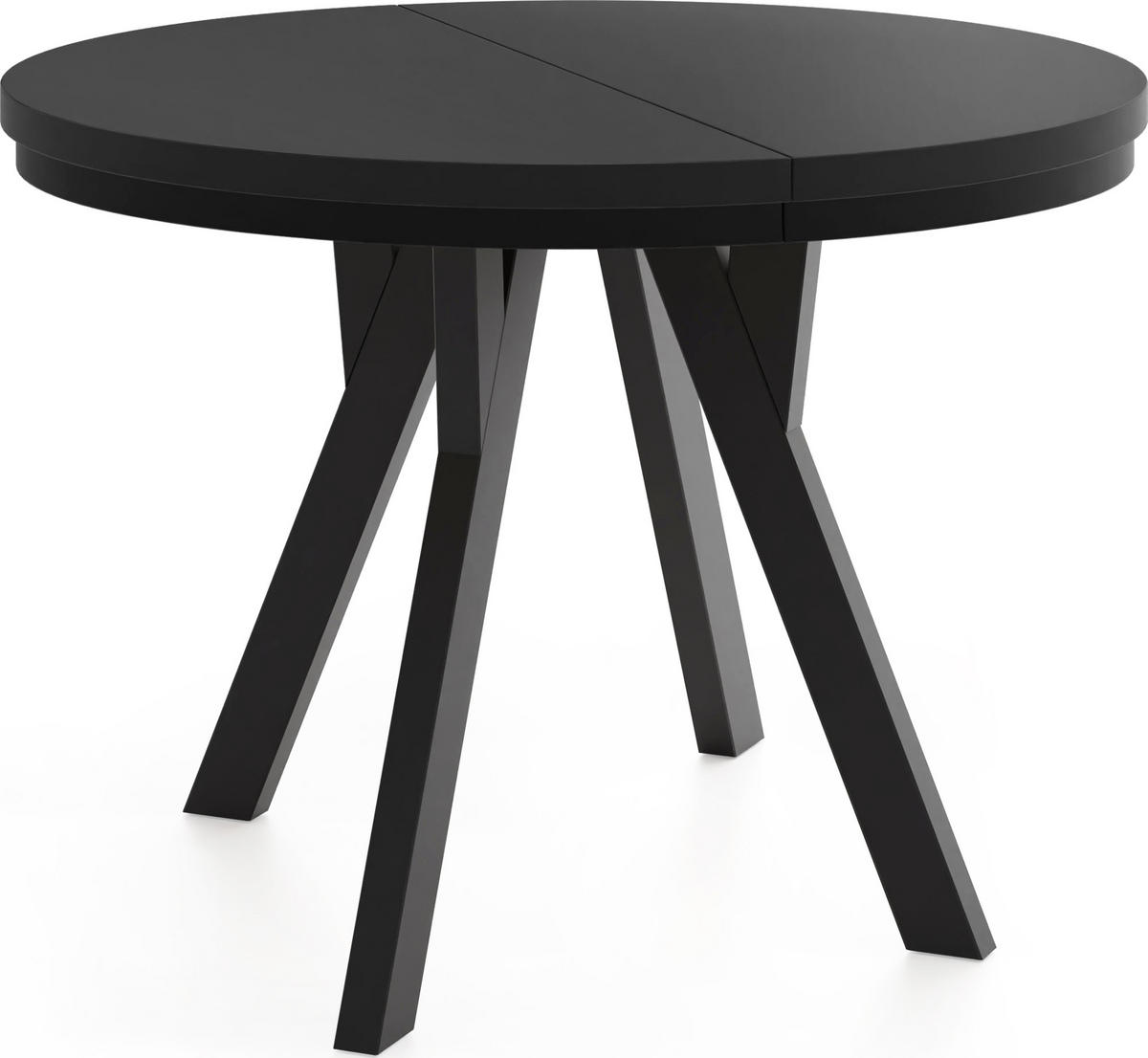 ESSTISCH Strato Black runder ausziehbarer, Schwarz 90-190/90/77 cm - Schwarz, Holz/Holzwerkstoff (90/90/77cm) - WFL GROUP