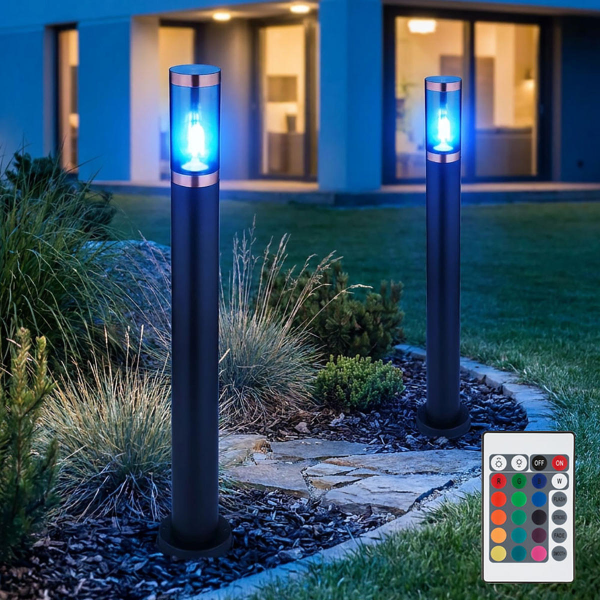 LED STEHLEUCHTE Schwarz Metall 2er Set - Schwarz, Metall (12.7/12.7/80cm) - Globo Lighting