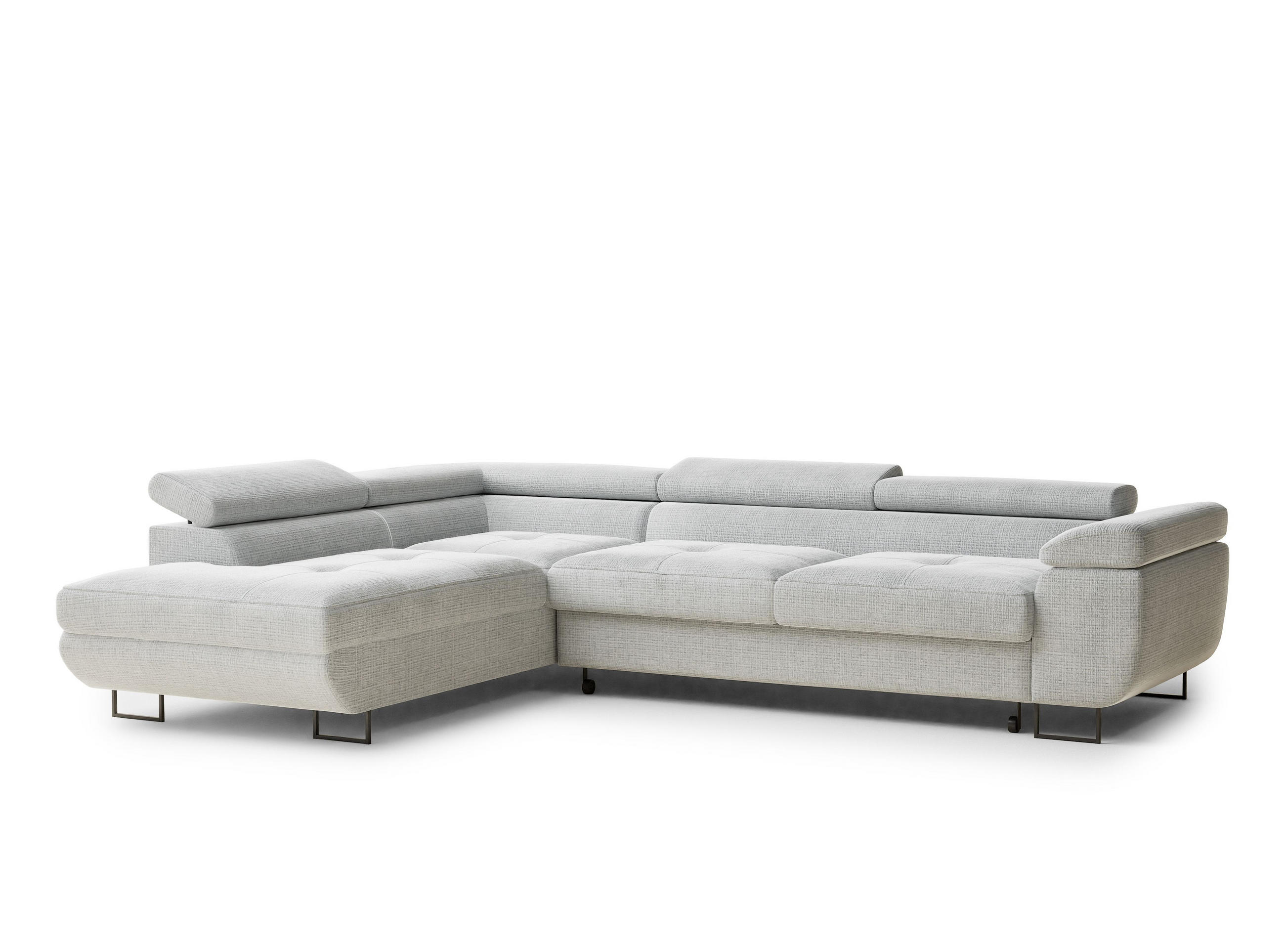 ECKSOFA Concord Grau Chenille-Stoff - Links Seite - Schwarz/Grau, Holz/Holzwerkstoff (203/277cm) - Maison de Reve